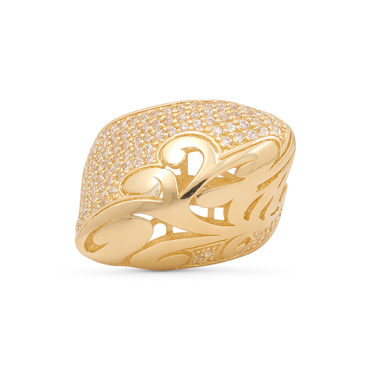 14K Yellow Gold Fashion Women's Ring with White Stones / Size: 7.5 / Weight: 6.2 GR / DQWR4FS-86