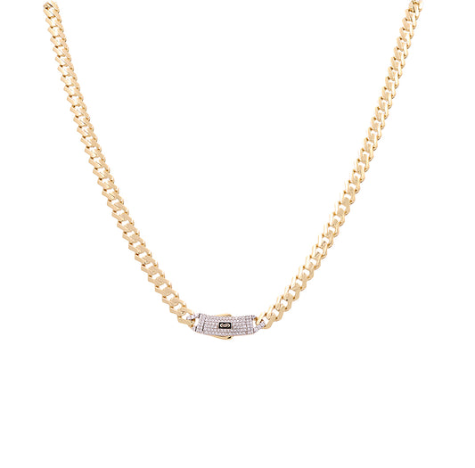 14K Yellow Gold Monaco Edge Chain / Stone: Cz / Size: 6.5mm 20"  / 301-61065-6.5mm.20"
