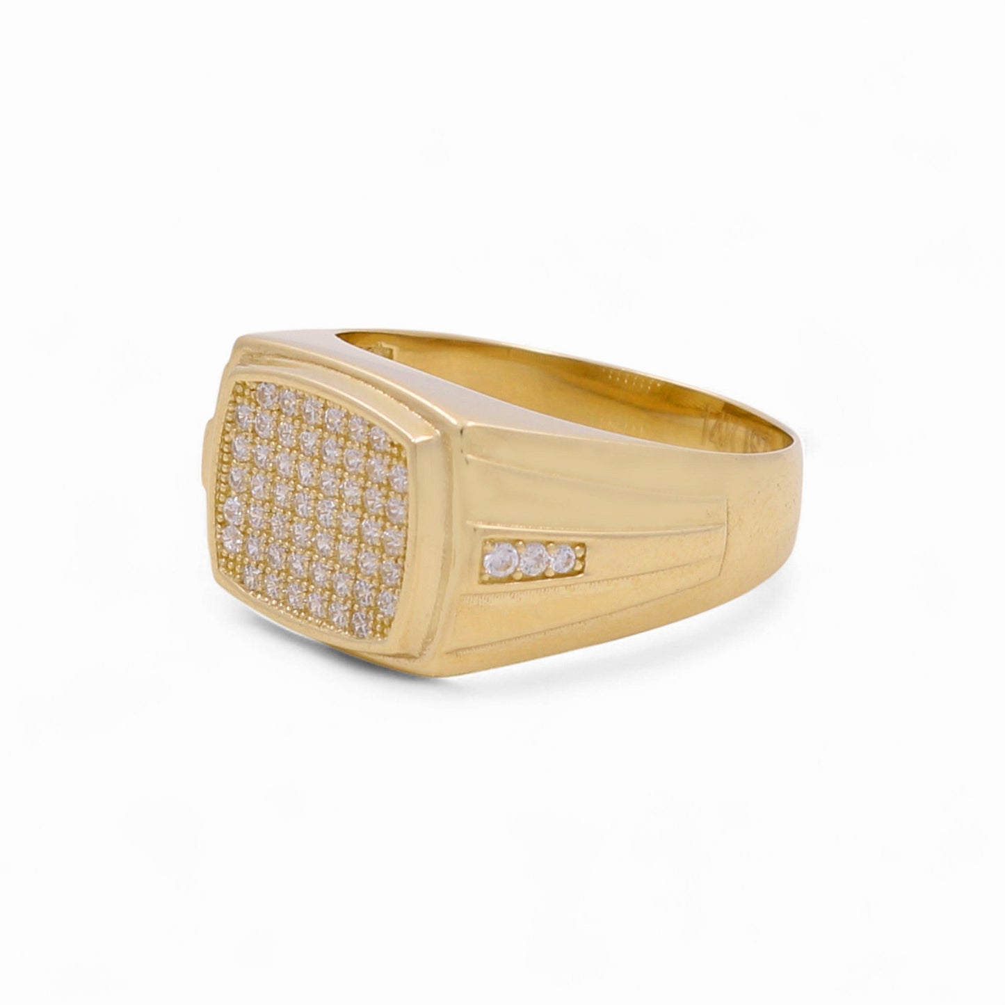 14K Yellow Gold Fashion Men’s Ring with Cz / Size 10 / Weight: 8.2 GR / DOMR4FS-3