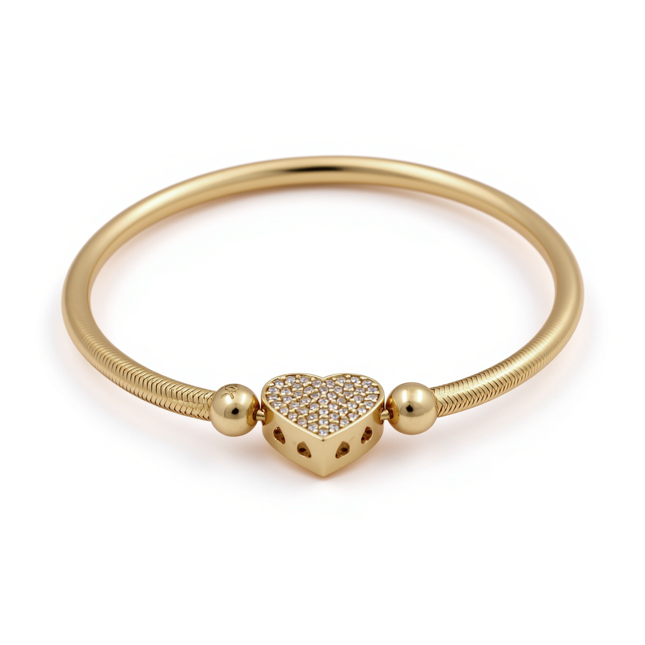 10K Yellow Gold Women’s Bracelet Elastic Band with Heart and Cz / Weight: 3.5 GR / DQWB0HR