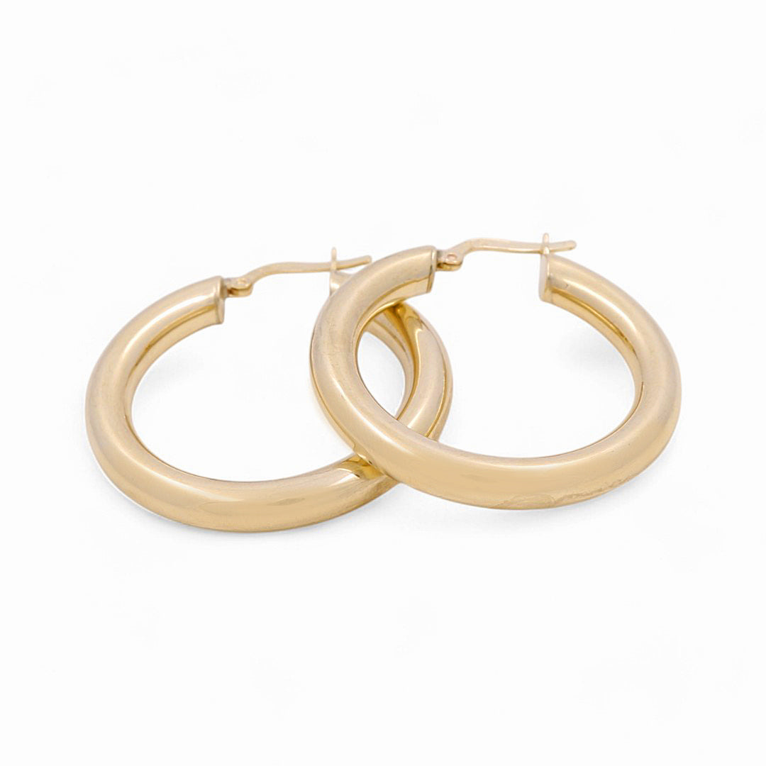 10K Yellow Gold Plane Hoops Earrings / Size: 5mm X 26mm / Weight: 4.6 GR / KOEH0PL5x26