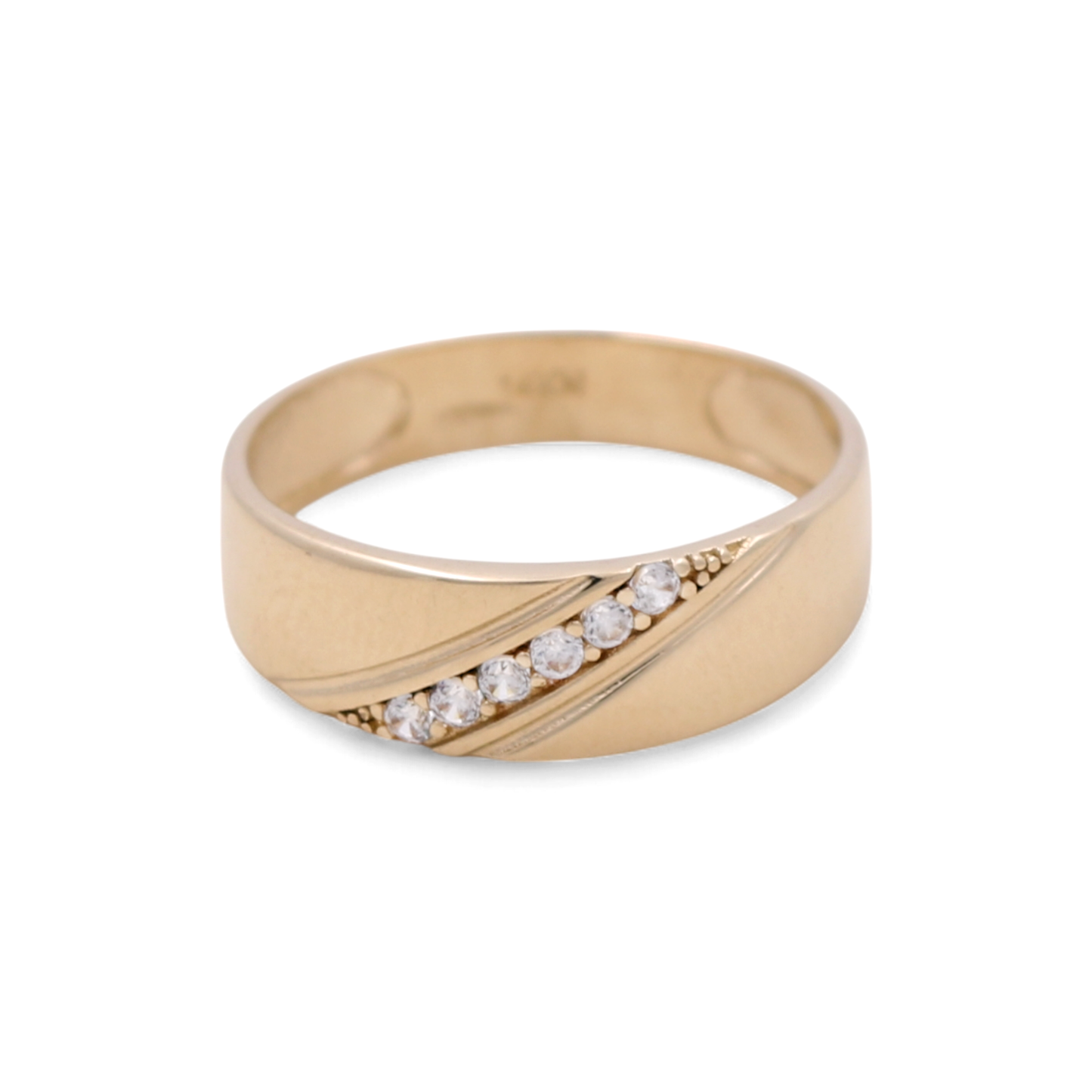 14K Yellow Gold Men’s Wedding Band / Stone: Cz / Size: 10.5 / Weight: 2.5 GR / DEEMWB4BS-1