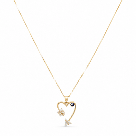 14K Yellow Gold Necklace With Heart Pendant / Size: 16" / Weight: 2.8 GR / Stone: Cz / CCNK4HR-1