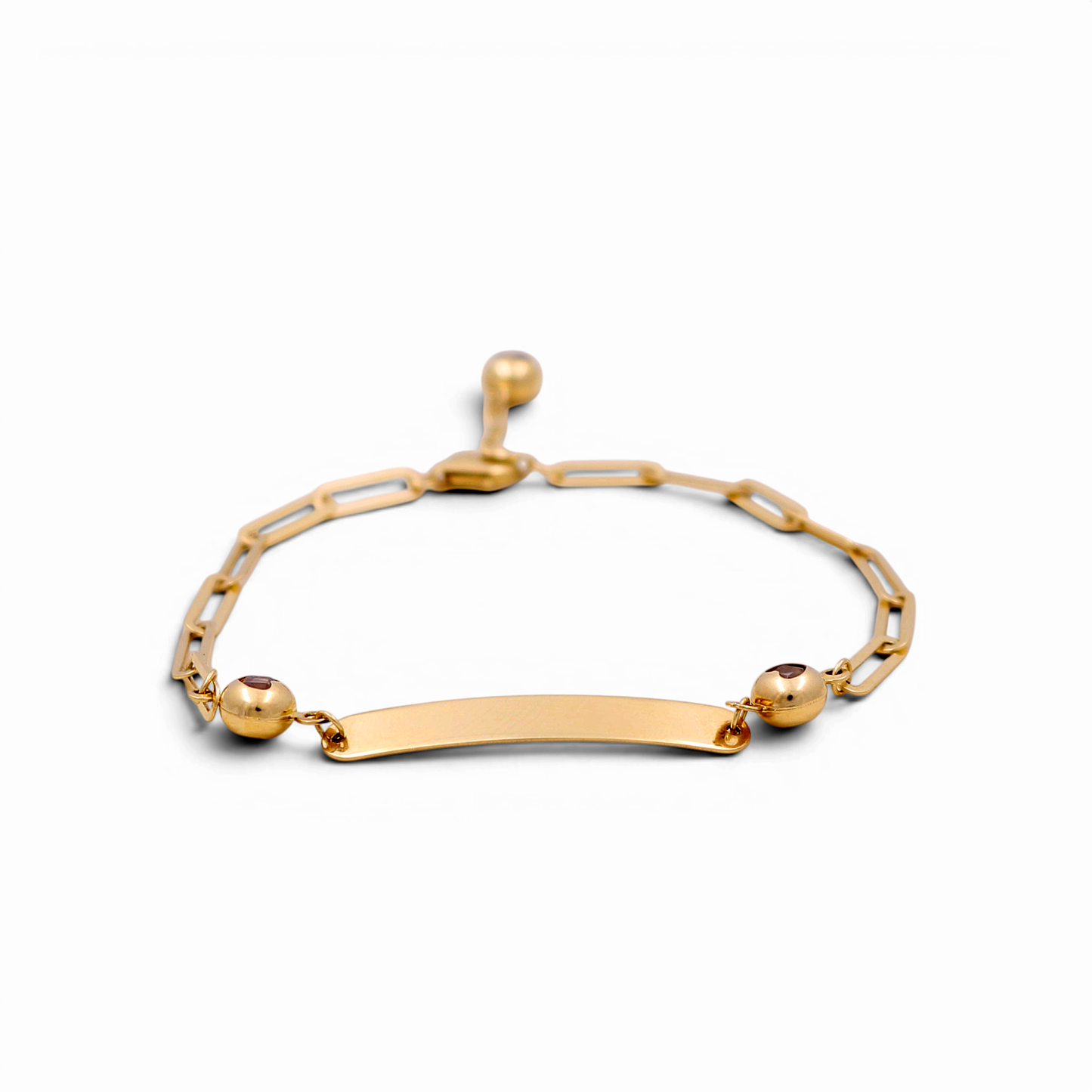 14K Yellow Gold Paperclip Fashion BB Bracelet / CZ / Size: 7” / Weight: 3.6 GR / COBB4PC-7