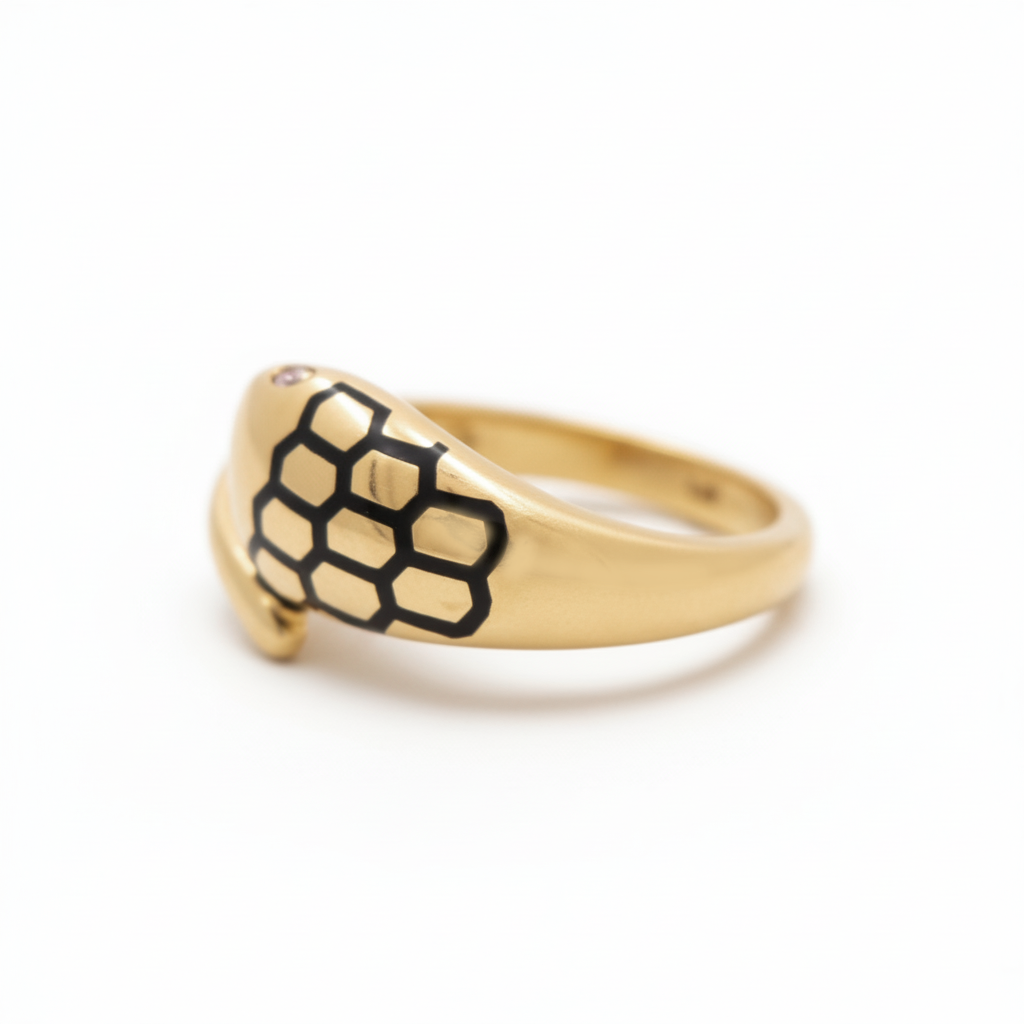 14K Yellow Gold Snake Women's Ring  / Cz  / Size: 7.5 / Weight 3.4 GR / CLWR4SK