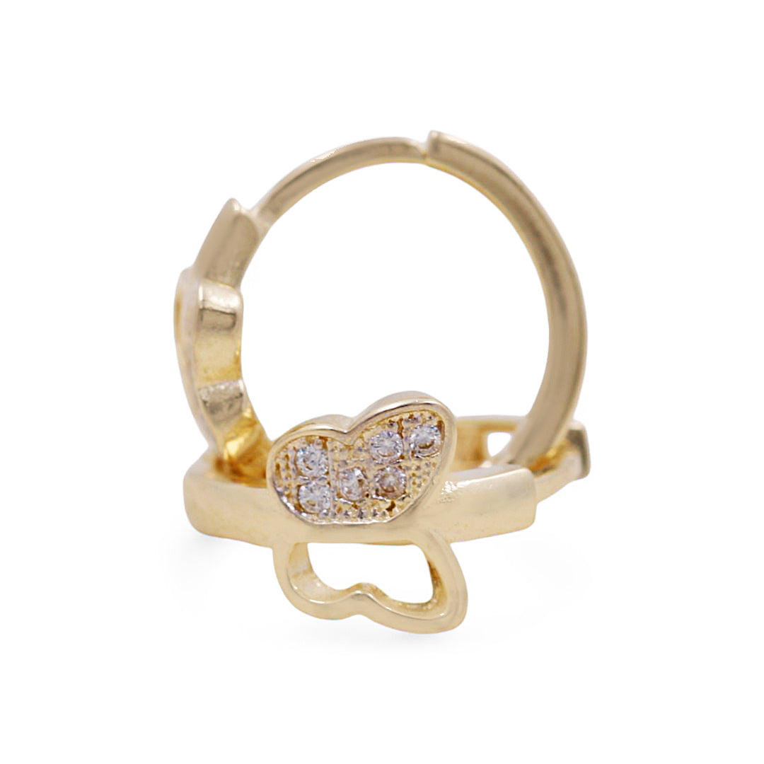 14K Yellow Gold Women’s Butterfly Fashion Hoop Earrings / Weight: 1.8 GR / COEH4CZBT-2