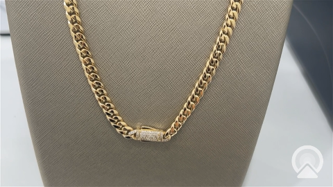 14K Yellow Gold Hollow Cuban Link Chain / CZ / Size: 7mm 20” / Weight: 18.5 GR / COCH4CL20