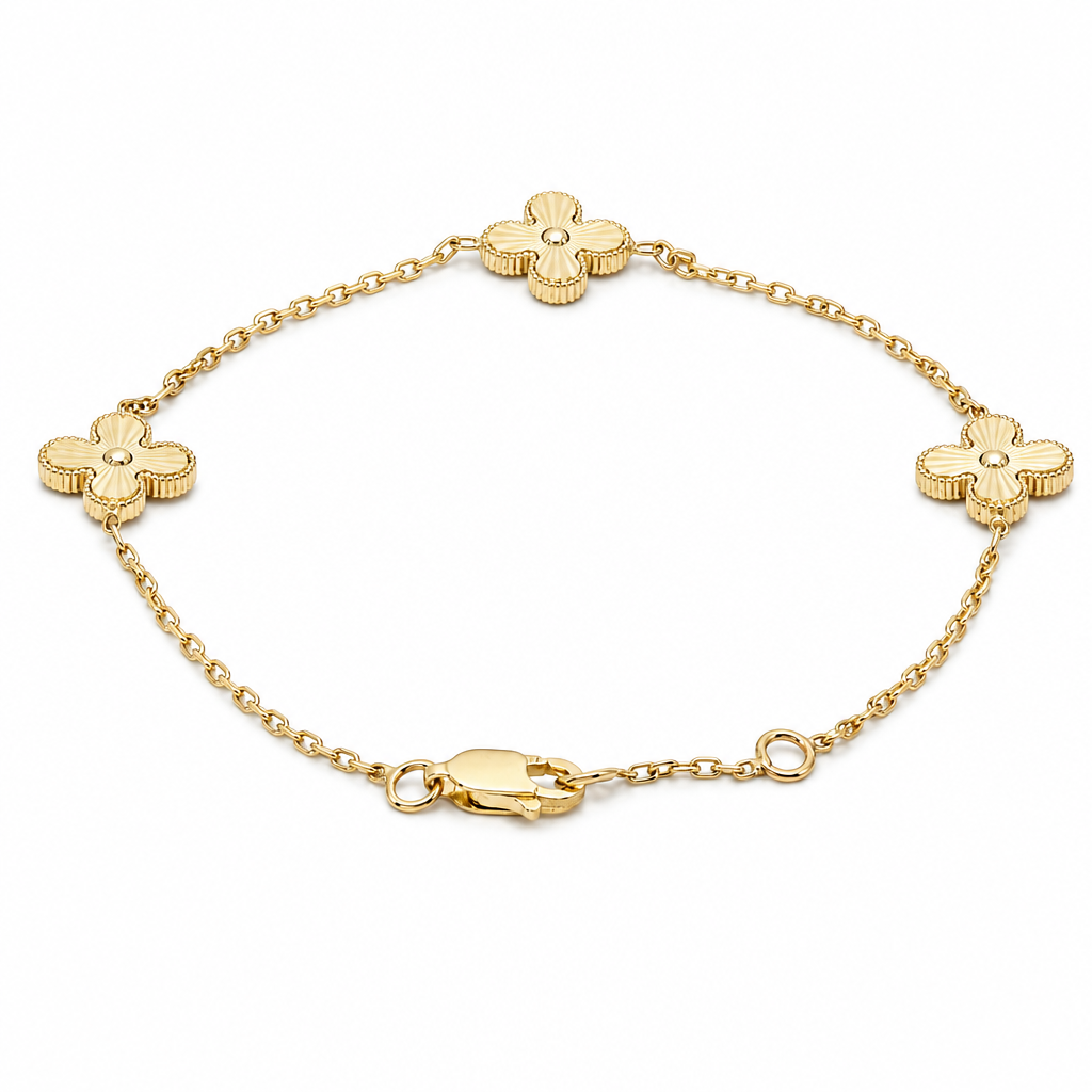 10K Yellow Gold Fashion Women's Bracelet with Flowers / Size: 7'' / Weight: 2.8 GR / LLBWB0FL-1