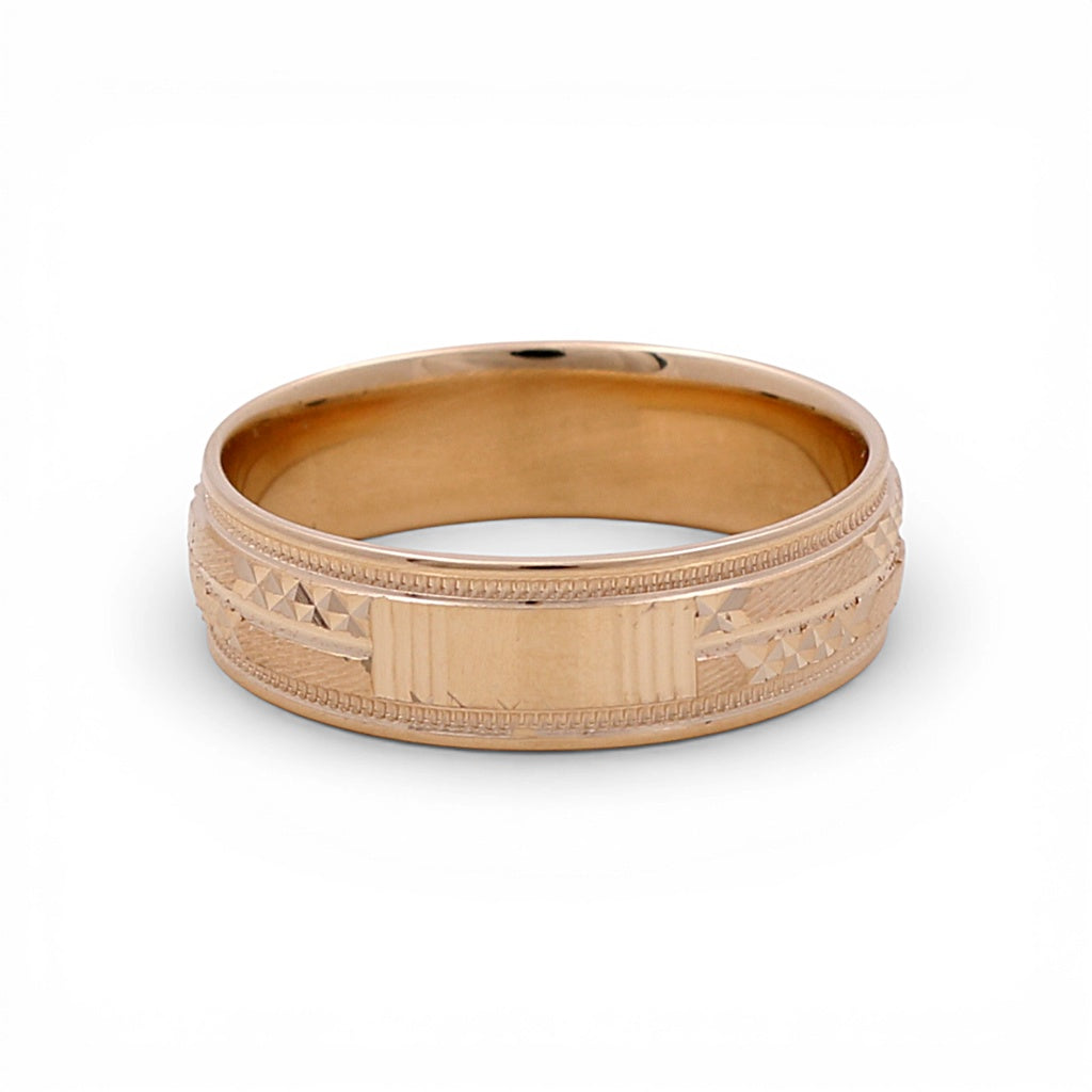 14K Yellow Gold Men’s Wedding Band with Design / Size: 10 / Weight: 5 GR / WBEEMWB4DS-7