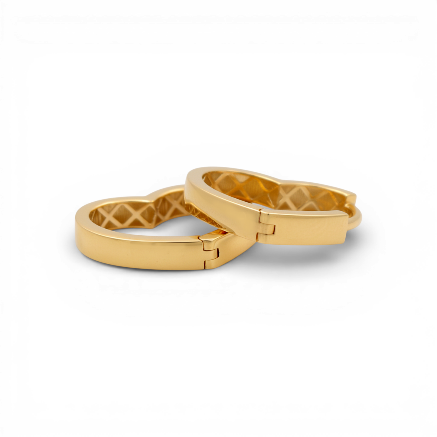 14K Yellow Gold Heart Hoops Earrings / Weight: 2 GR / P53E-97