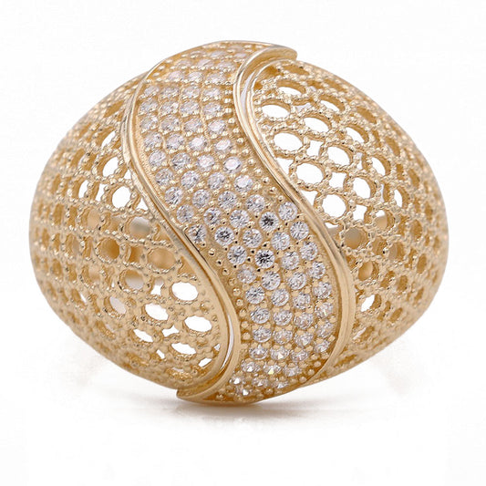 Honeycomb Fashion Ring with Cubic Zirconias