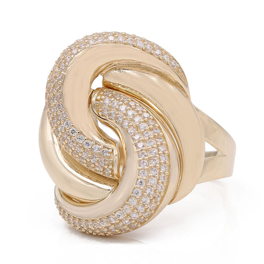 Twisted Fashion Ring with Cubic Zirconias