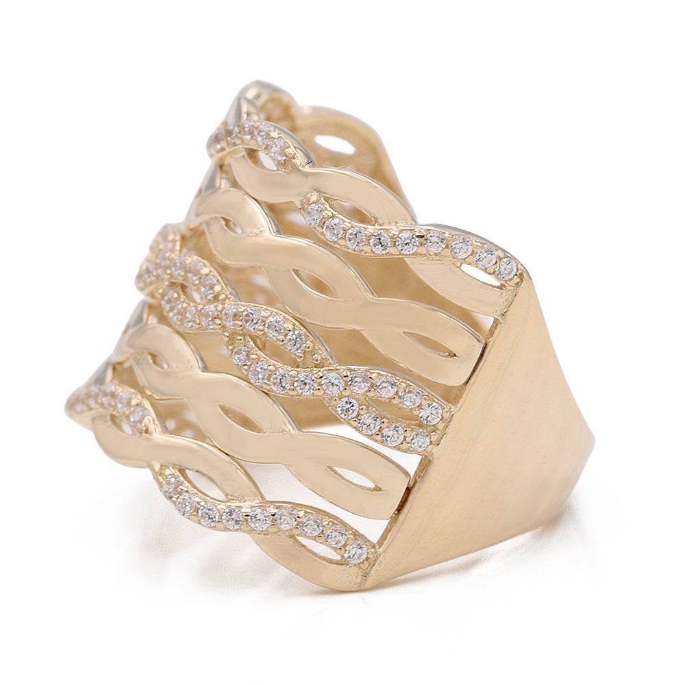 Rope Fashion Ring with Cubic Zirconias