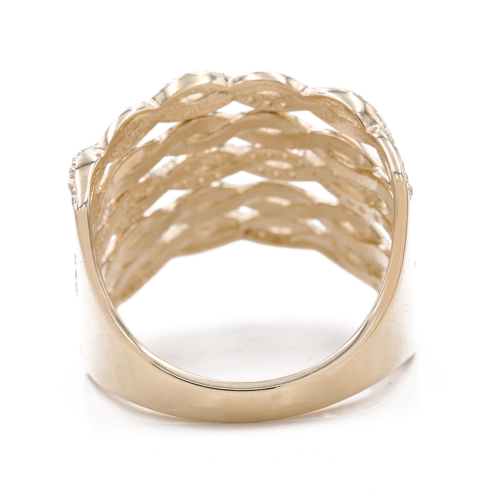 Rope Fashion Ring with Cubic Zirconias