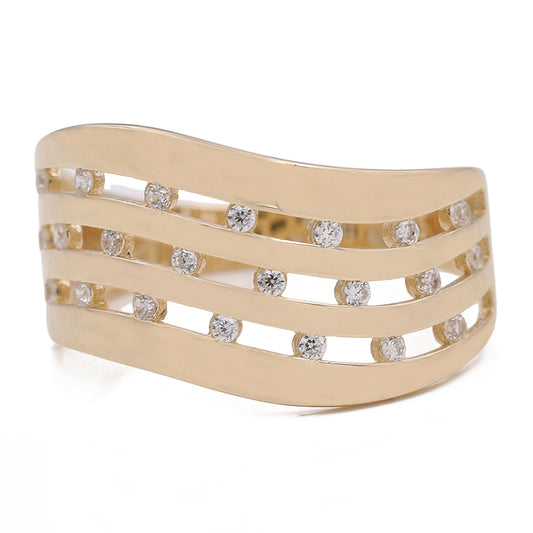 Wave Design Ring with Cubic Zirconias