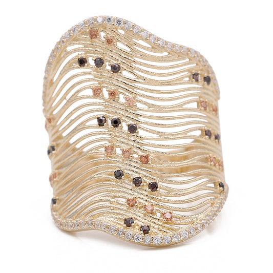 Fashion Ring with Color Stones and Cubic Zirconias