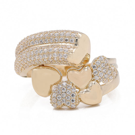 Hearts Ring with Cubic Zirconias