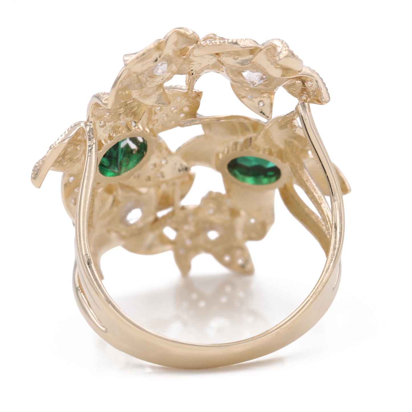 Fashion Ring with Green Stones and Cubic Zirconias