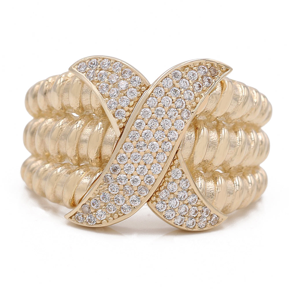 X Design Ring with Cubic Zirconia