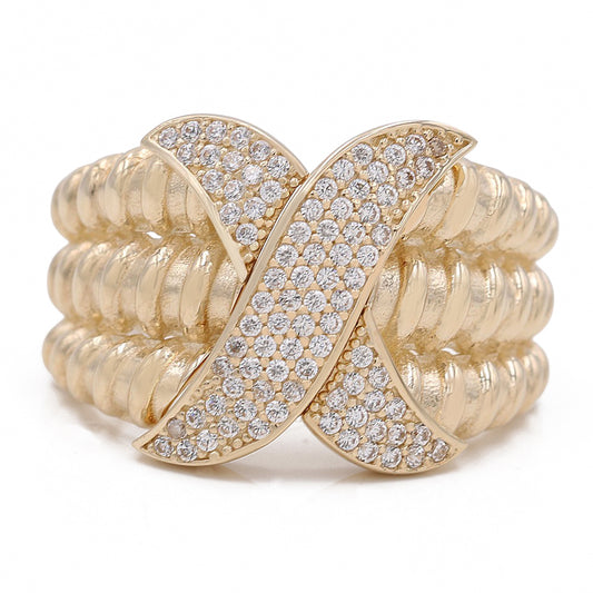 X Design Ring with Cubic Zirconia