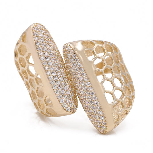 Honeycomb Fashion Ring with Cubic Zirconias