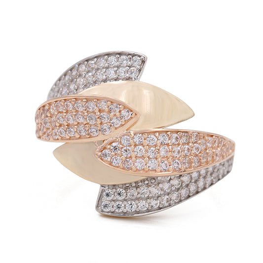 Tri-Color Fashion Ring with Cubic Zirconia