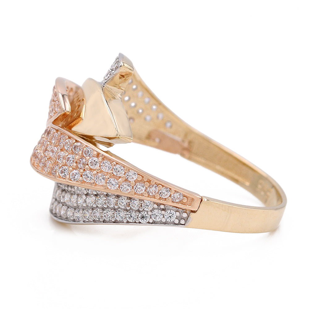 Tri-Color Fashion Ring with Cubic Zirconia