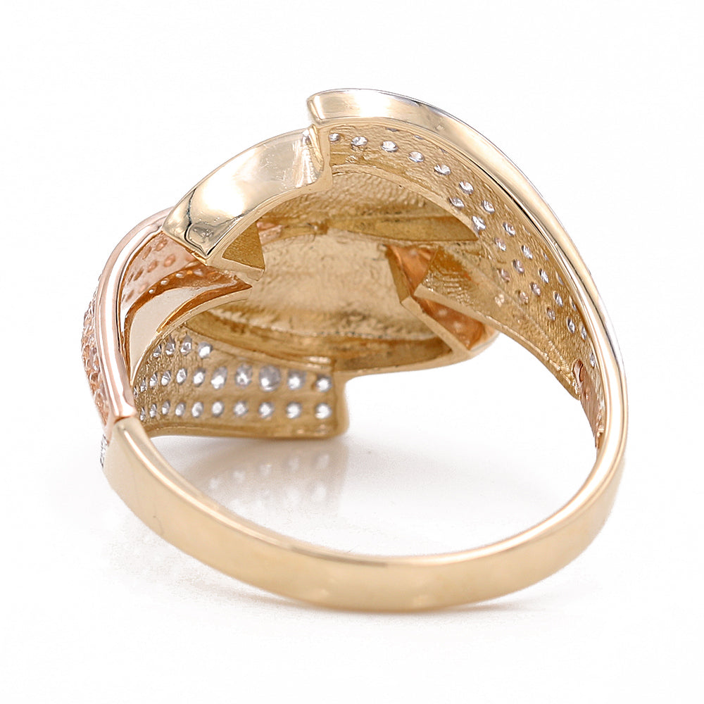 Tri-Color Fashion Ring with Cubic Zirconia
