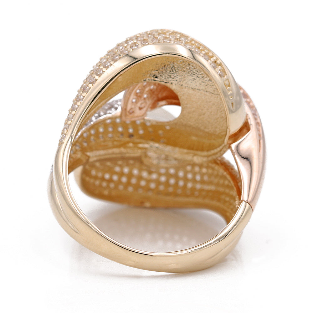 Tri-Color Fashion Ring with Cubic Zirconia