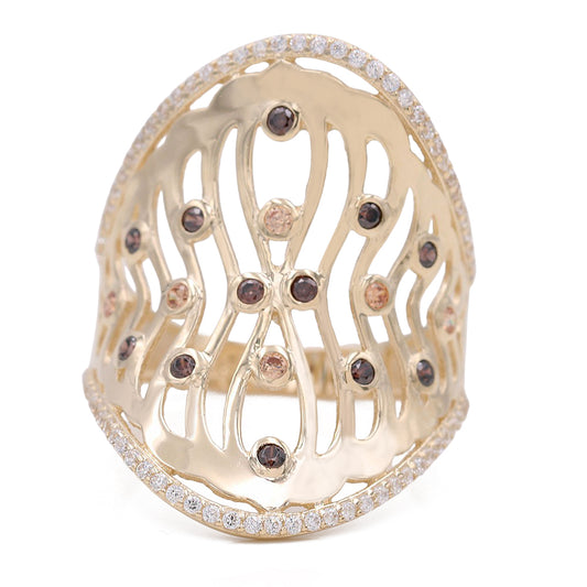 Fashion Ring with Color Stones and Cubic Zirconias