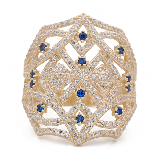 Fashion Ring with Color Stones and Cubic Zirconias