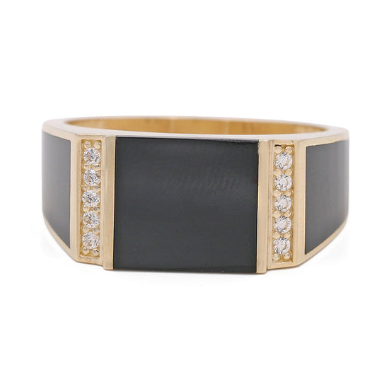 Fashion Ring with Black Stones and Cubic Zirconias