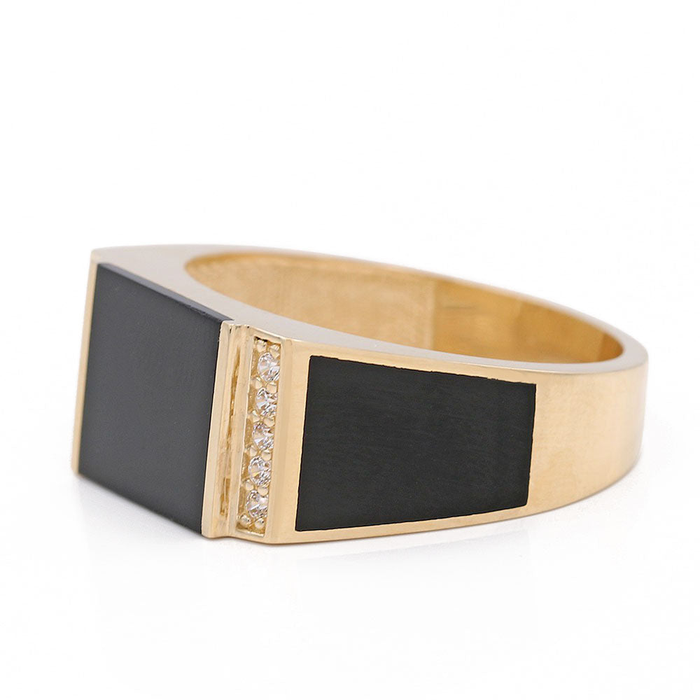 Fashion Ring with Black Stones and Cubic Zirconias