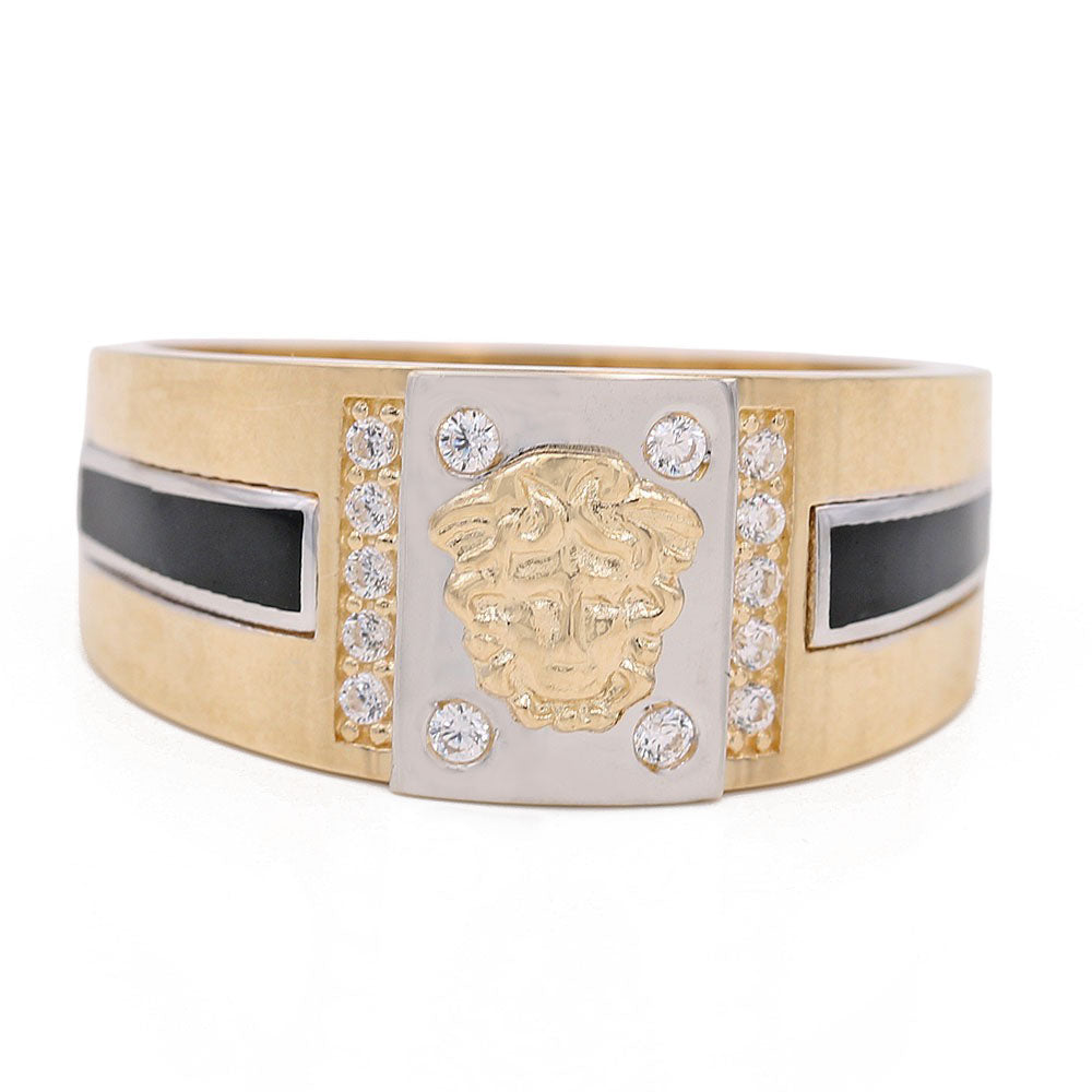 Medusa Ring with Black Stones and Cubic Zirconias