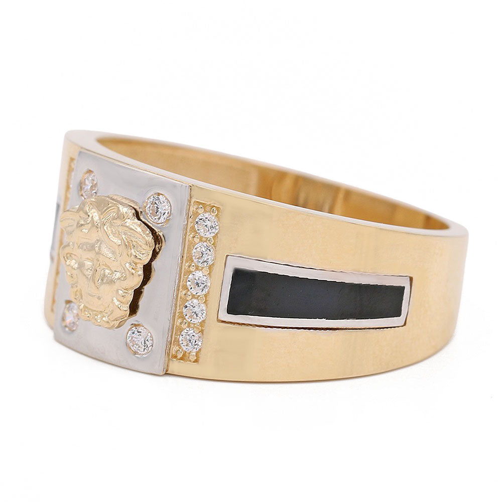 Medusa Ring with Black Stones and Cubic Zirconias