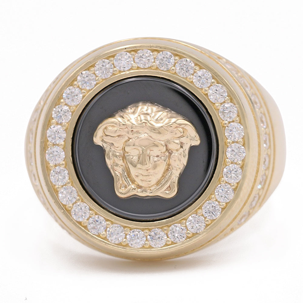 Medusa Head On Black Stone Ring