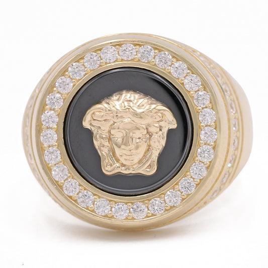 Medusa Head On Black Stone Ring