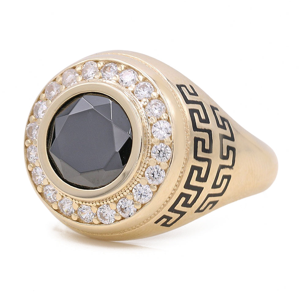 Black Onyx Greek Pattern Ring
