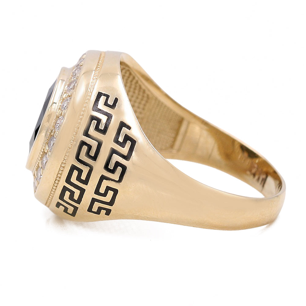 Black Onyx Greek Pattern Ring