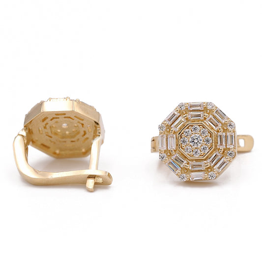 Hexagon Fashion Earrings with Cubic Zirconias