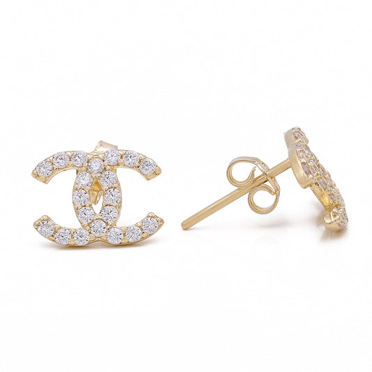 Fashion Gold Earrings with Cubic Zirconias