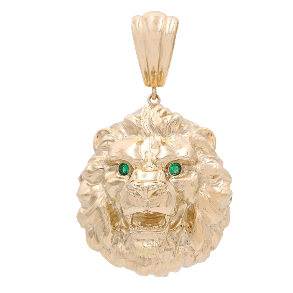 Lion Head Pendant with Emerald Eyes
