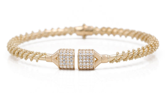 Fashion Cube Bangle with Cubic Zirconias