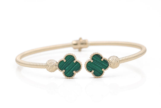 Green Flower Color Stone Bangle