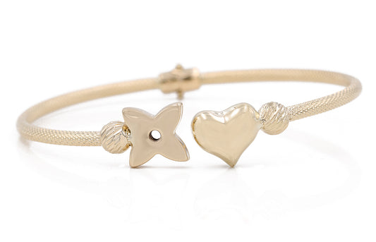Fashion Heart and Flower Bangle