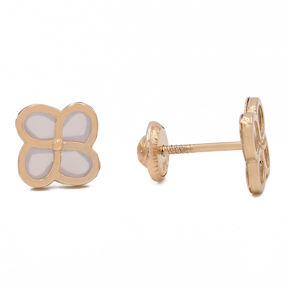 Flower Earrings with Color Stone