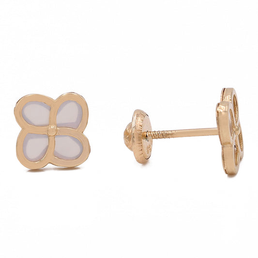 Flower Earrings with Color Stone
