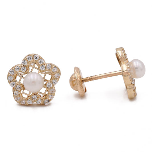 Earrings with Cubic Zirconias and Pearl