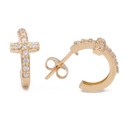 Loop Cross Shape Earrings with Cubic Zirconias