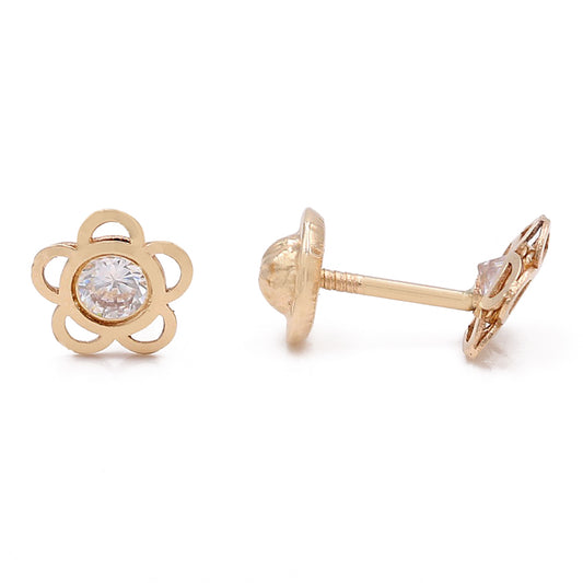 Flower Shape Earrings with Cubic Zirconias